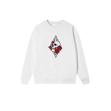 Embroidered Skull And Rose Sweatshirt