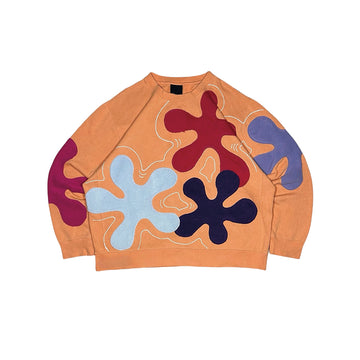 Fashionable Flower Cutout Stitching Round Neck Sweatshirt
