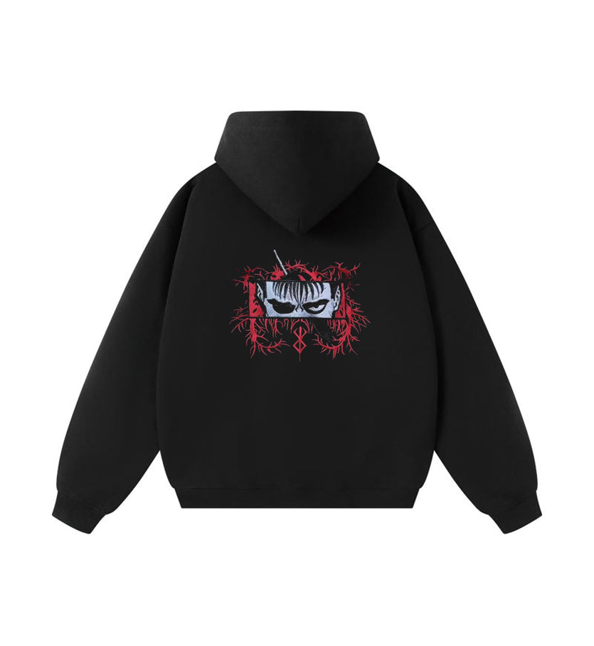 Embroidered Anime Sword Style Hoodie