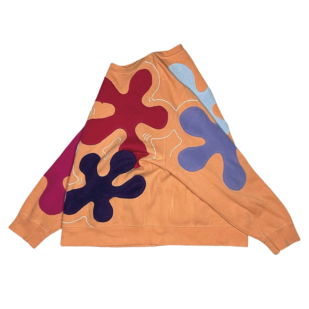 Fashionable Flower Cutout Stitching Round Neck Sweatshirt