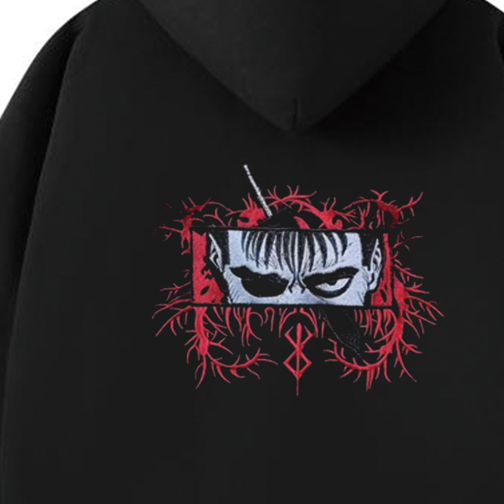 Embroidered Anime Sword Style Hoodie