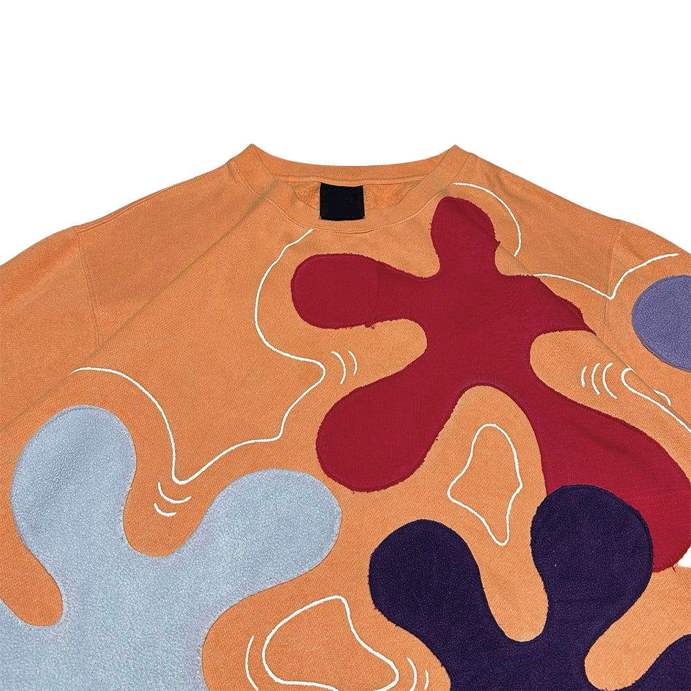 Fashionable Flower Cutout Stitching Round Neck Sweatshirt