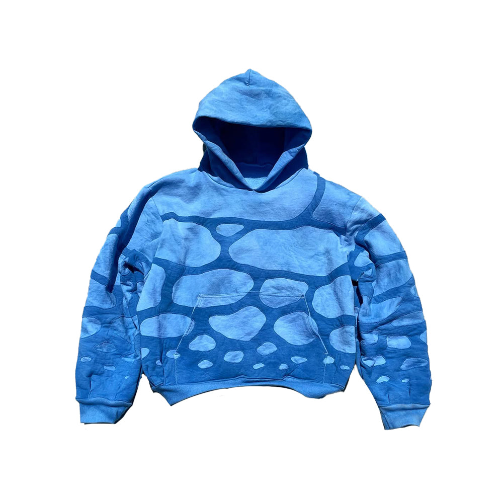 Wave-Stitch Panel Hoodie