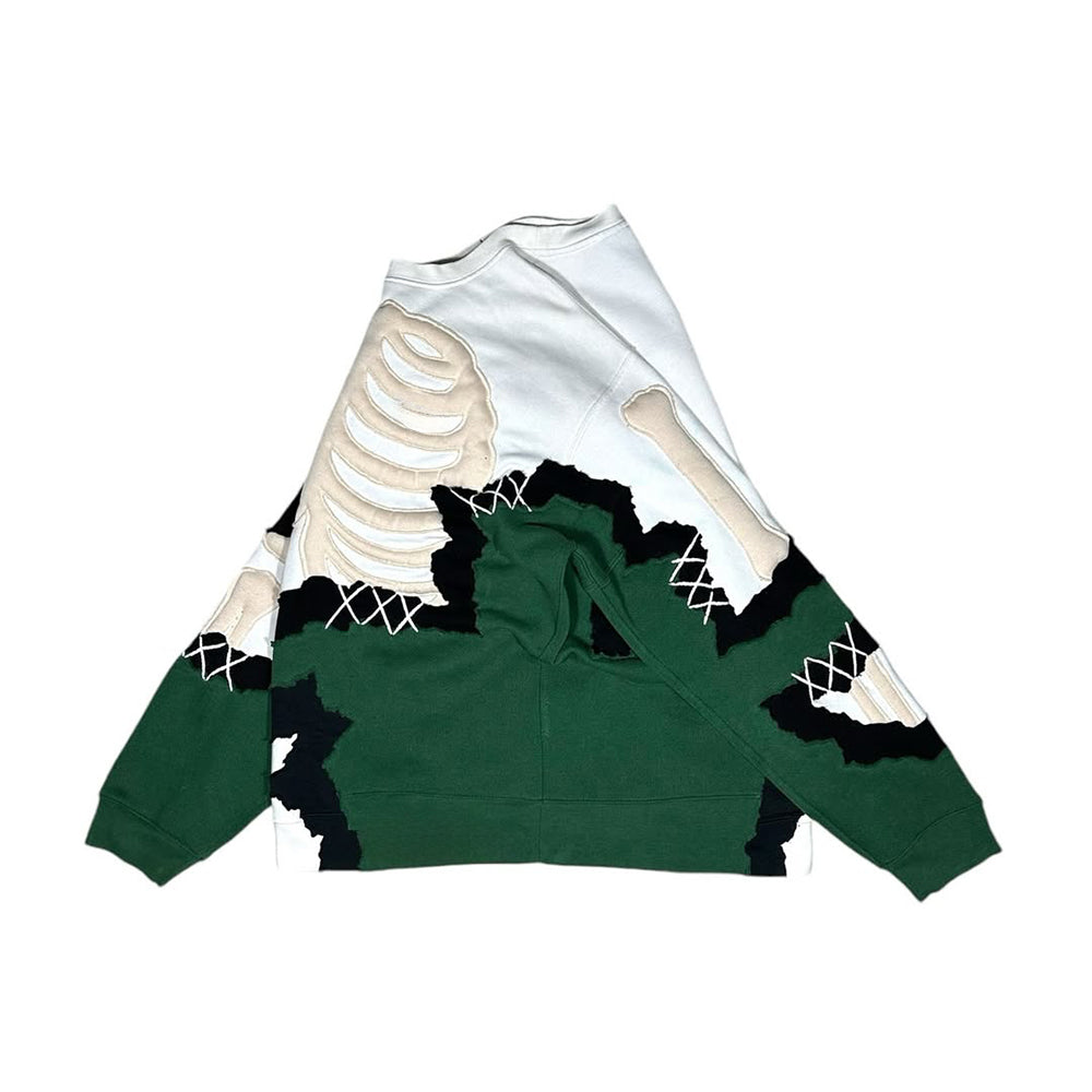 Trendy Patchwork Skeleton Stitch Sweatshirt