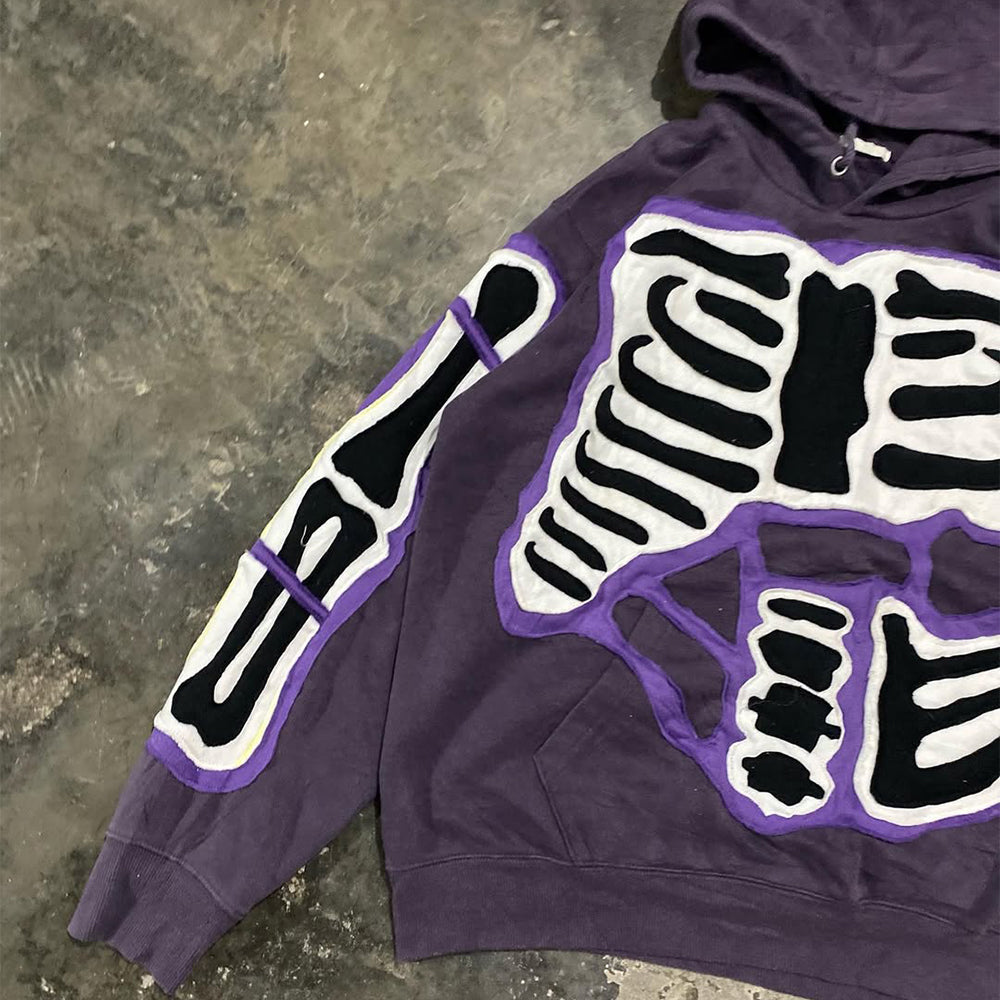 Skull Panel Colorblock Hoodie