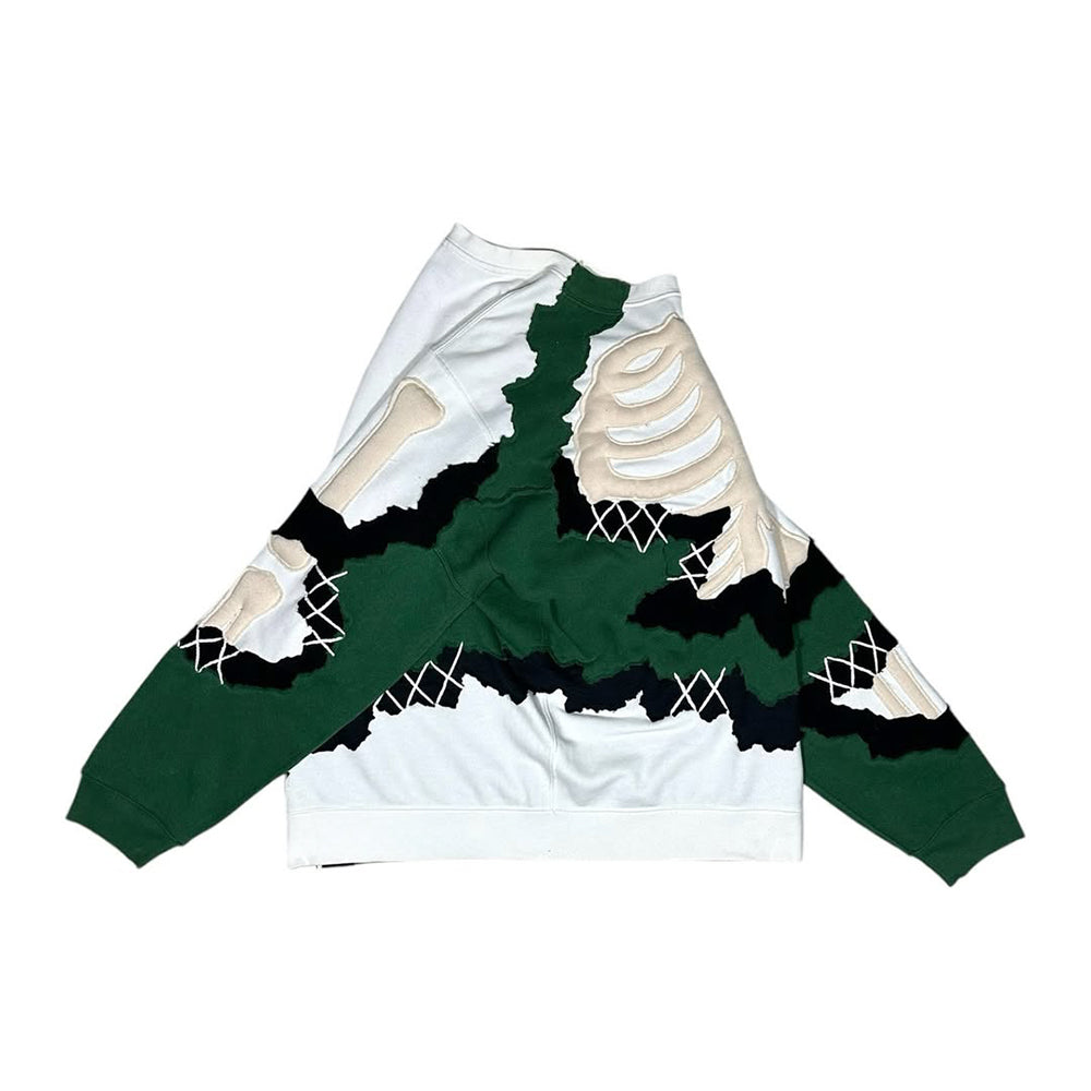 Trendy Patchwork Skeleton Stitch Sweatshirt