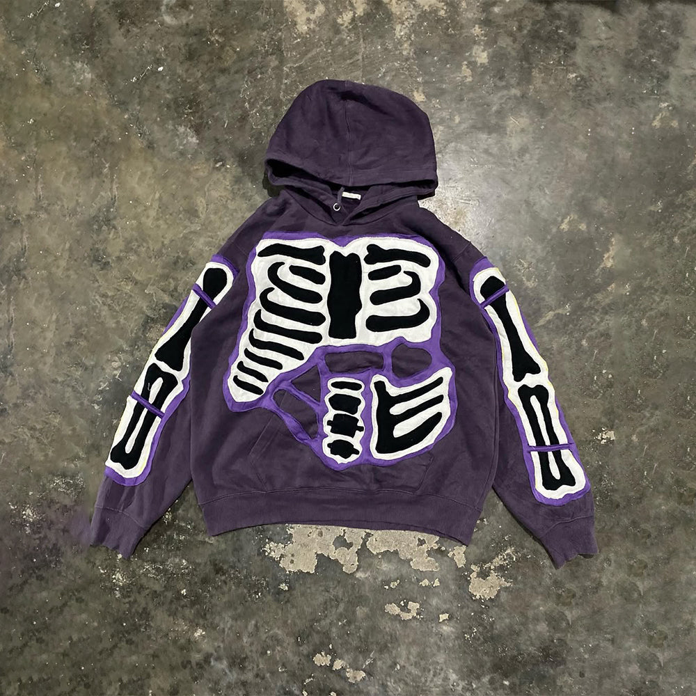 Skull Panel Colorblock Hoodie
