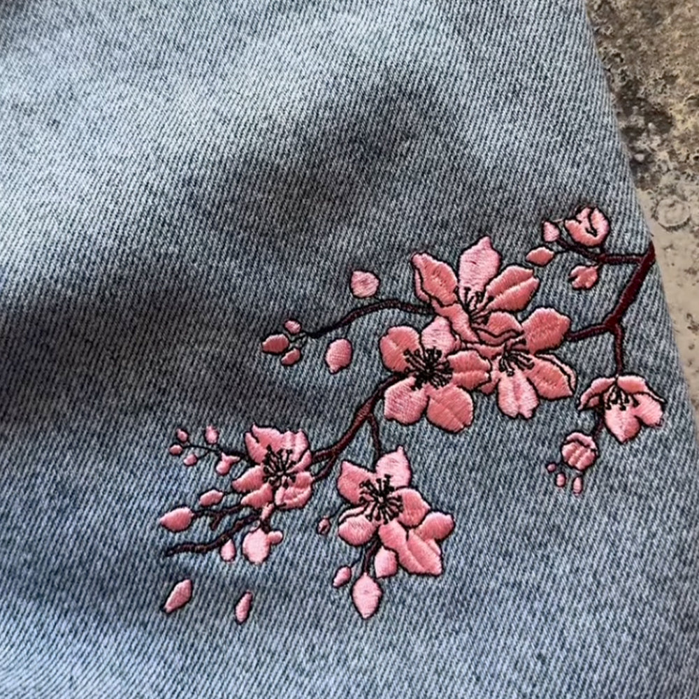 Sakura Bloom Embroidered Jeans