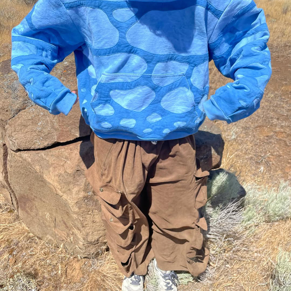 Wave-Stitch Panel Hoodie