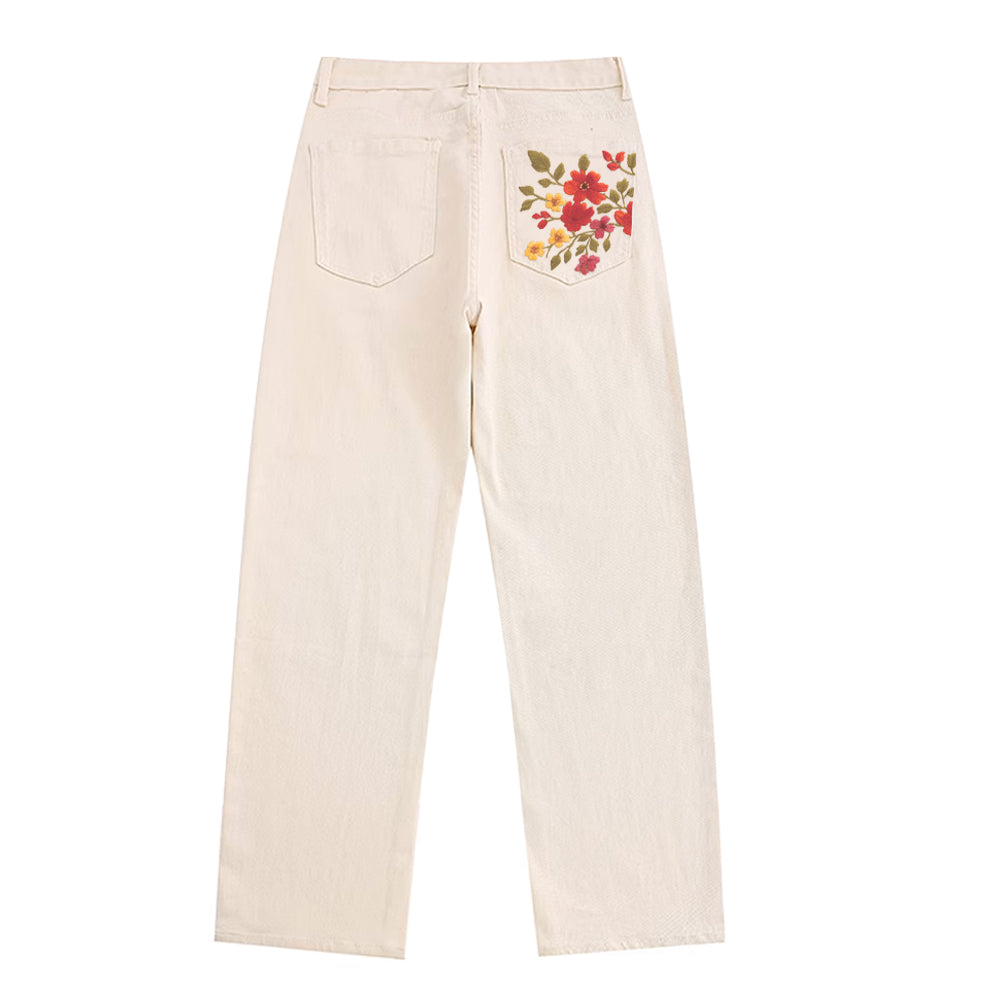 Floral Embroidered Jeans