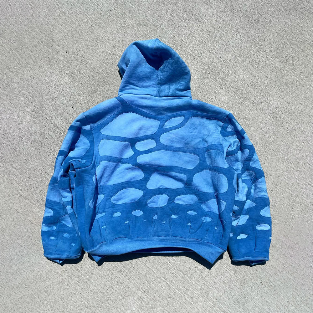 Wave-Stitch Panel Hoodie