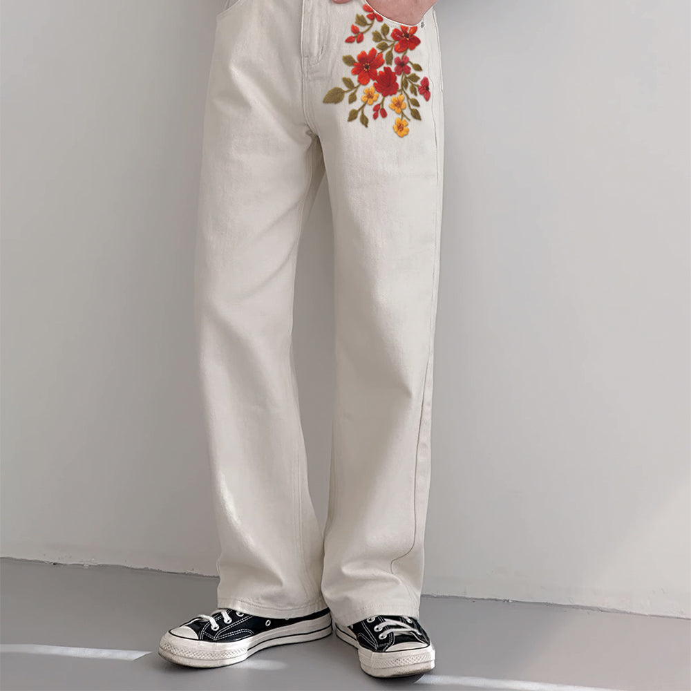 Floral Embroidered Jeans