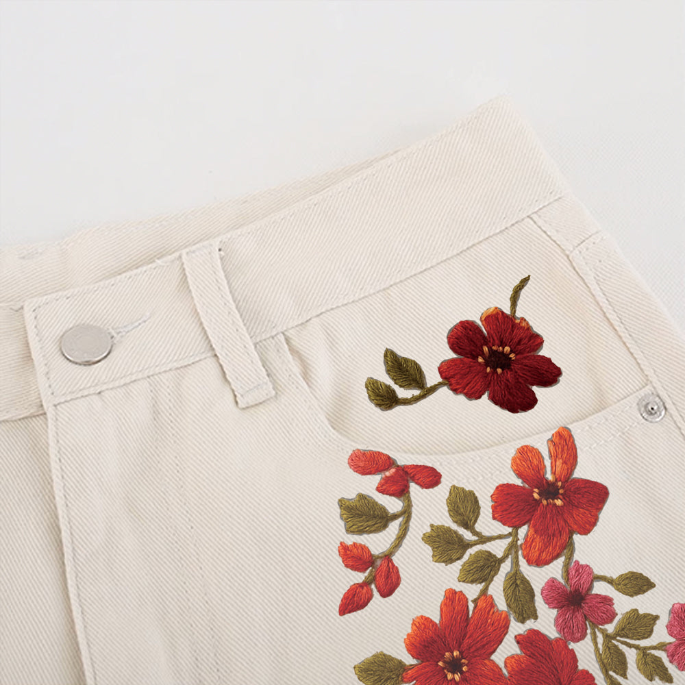 Floral Embroidered Jeans