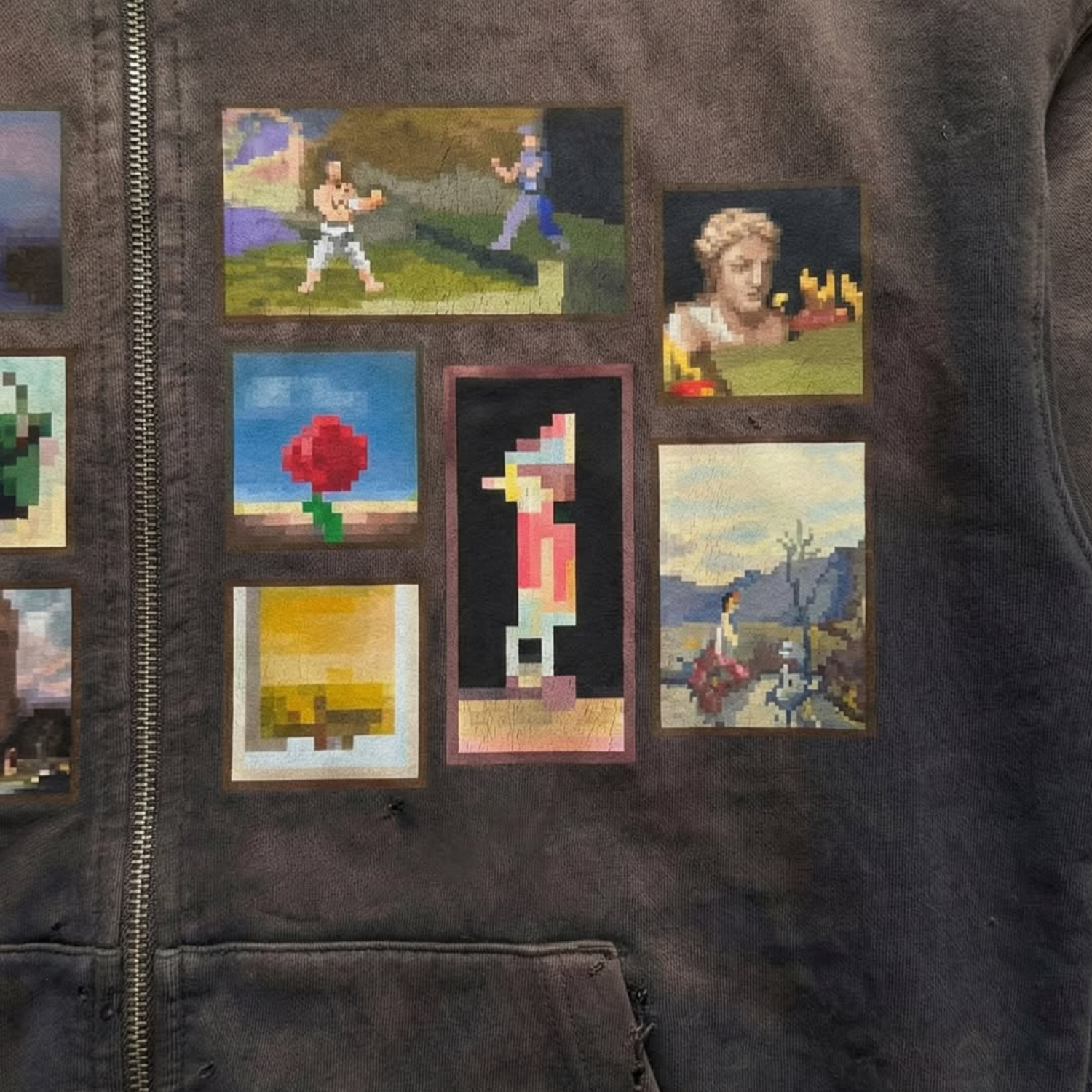 Vintage Painting Gallery Art Zip-Up Hoodie