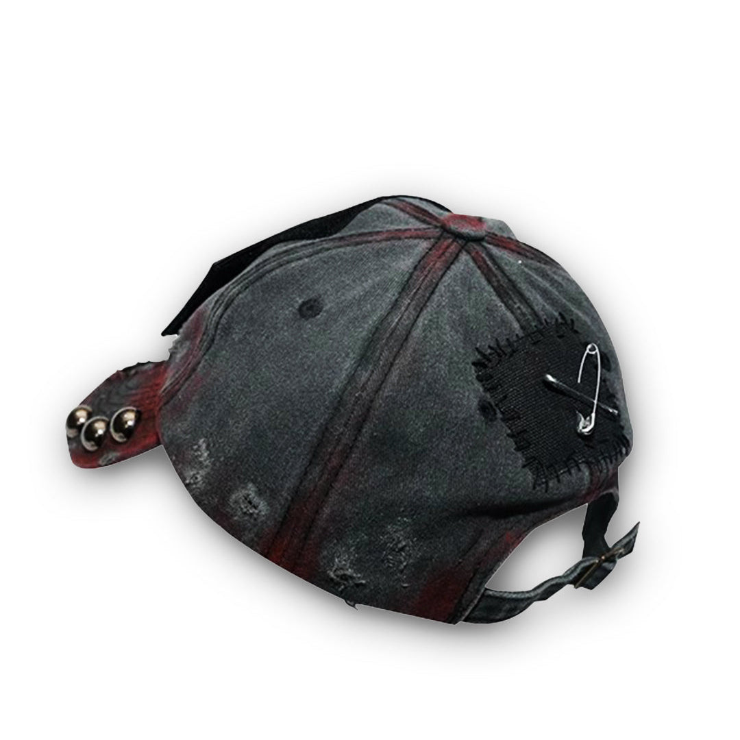 Distressed Vintage Patch Hat with Studs