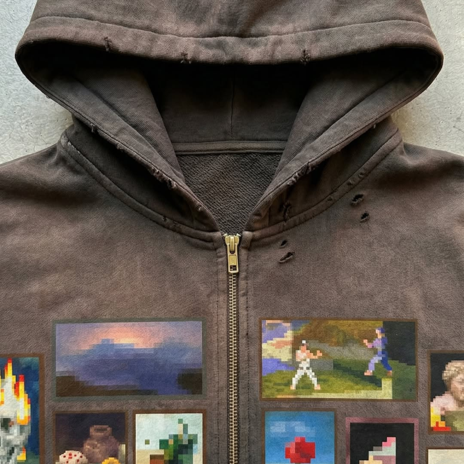 Vintage Painting Gallery Art Zip-Up Hoodie