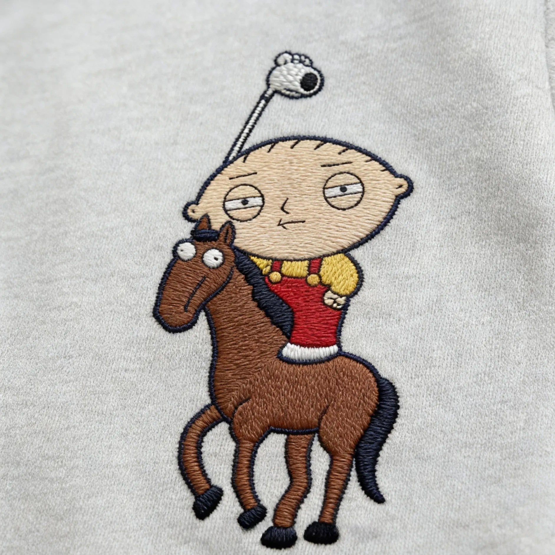 Stewie Rider Embroidered T-Shirt – Funny Meme Streetwear Cotton Tee