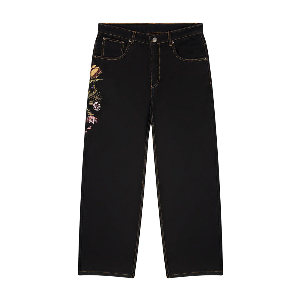 Embroidered Denim Jeans with Floral Bloom