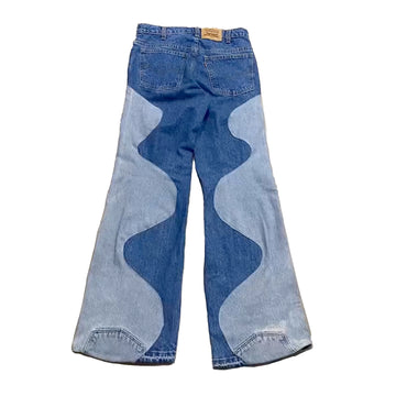 Contrast Panel Patchwork Jeans