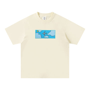 Airplane Pattern Embroidered Creative T-shirt