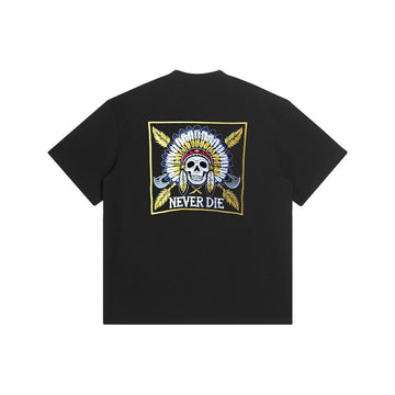 Conquer Skull Tribal Street Style Embroidered T-Shirt