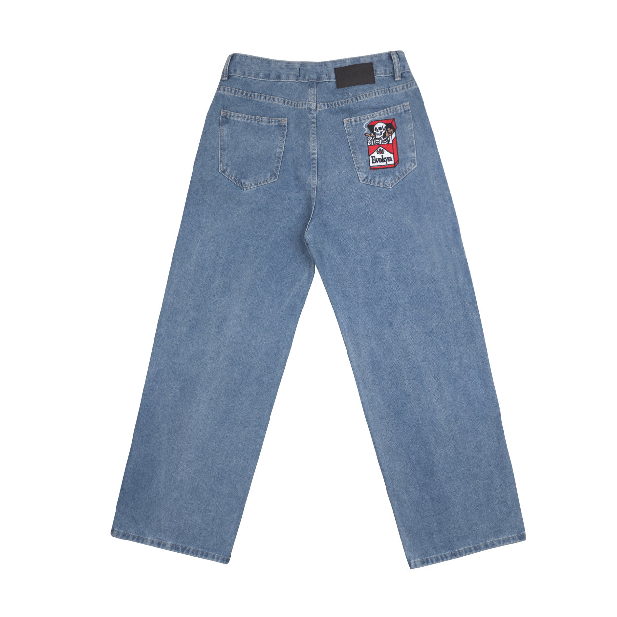 Embroidered Skeleton Cigarette Denim