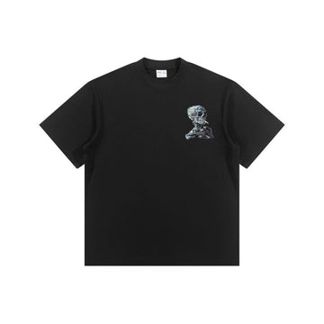 Metallic Skull Embroidered T-shirt
