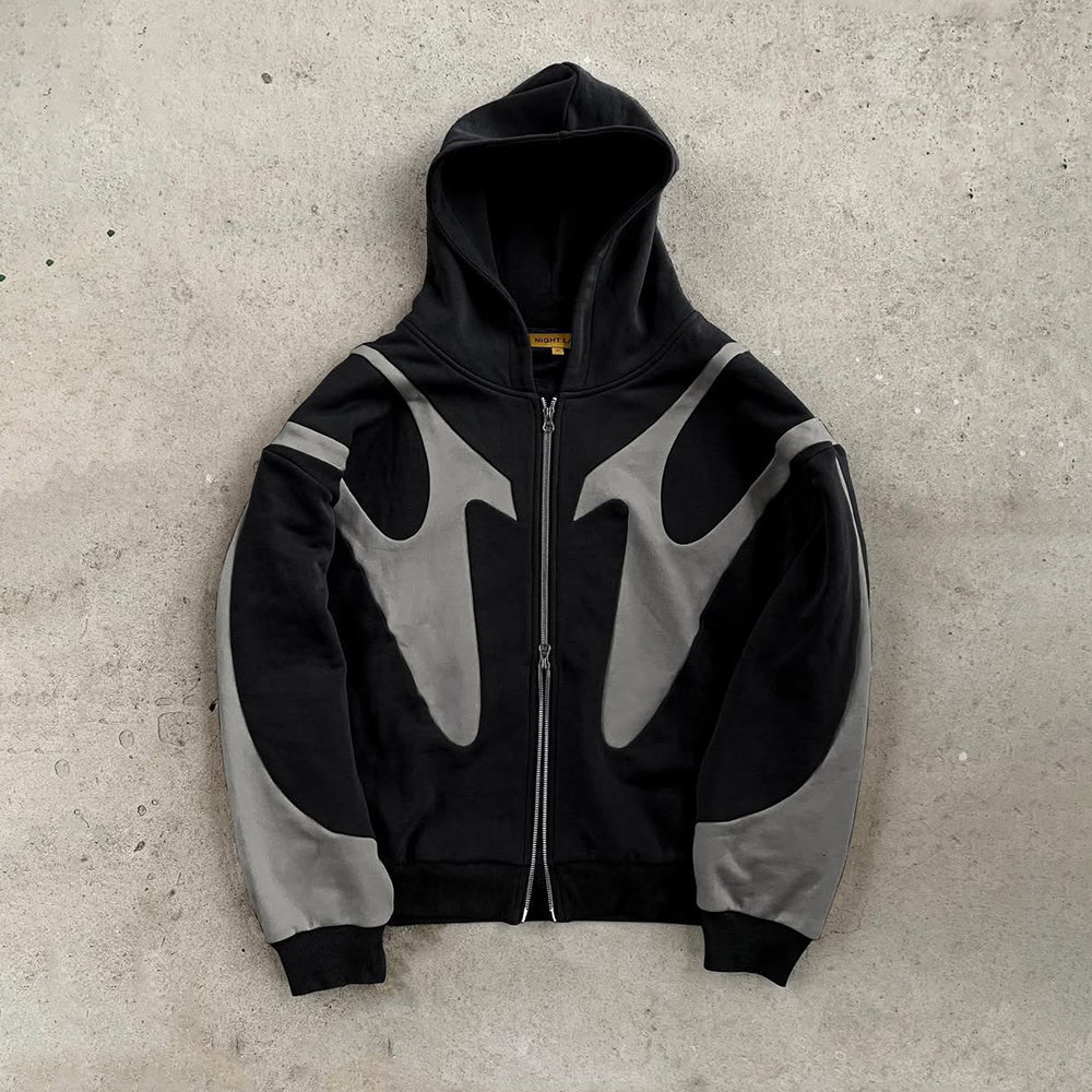 Contrast Zip-Up Hoodie