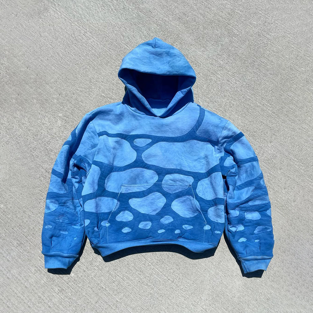 Wave-Stitch Panel Hoodie