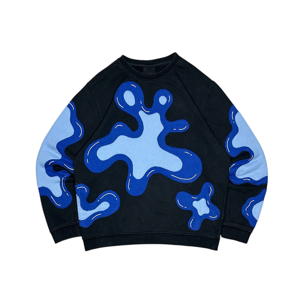 Creative Blue Water Drop Cut Patchwork Hoodie
