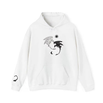 Night Fury And Light Fury Embroidered Black And White Hoodie
