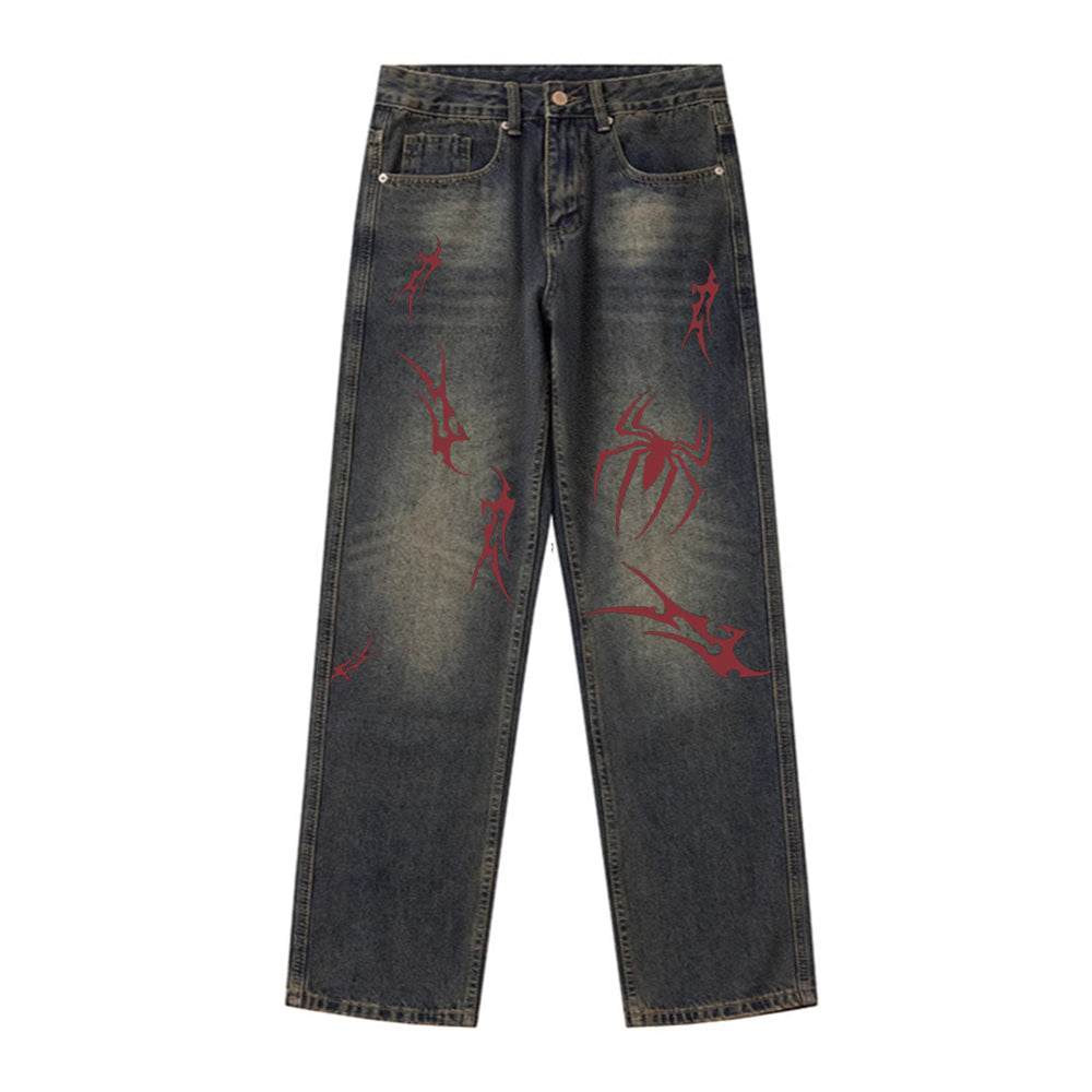 Vintage Spider Pattern Jeans