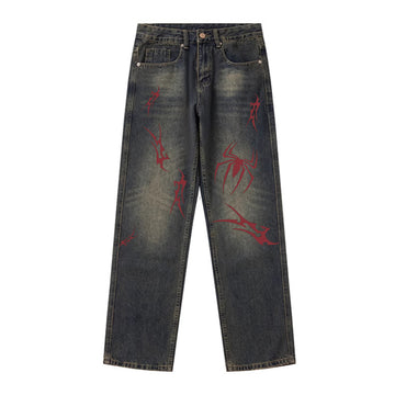 Vintage Spider Pattern Jeans