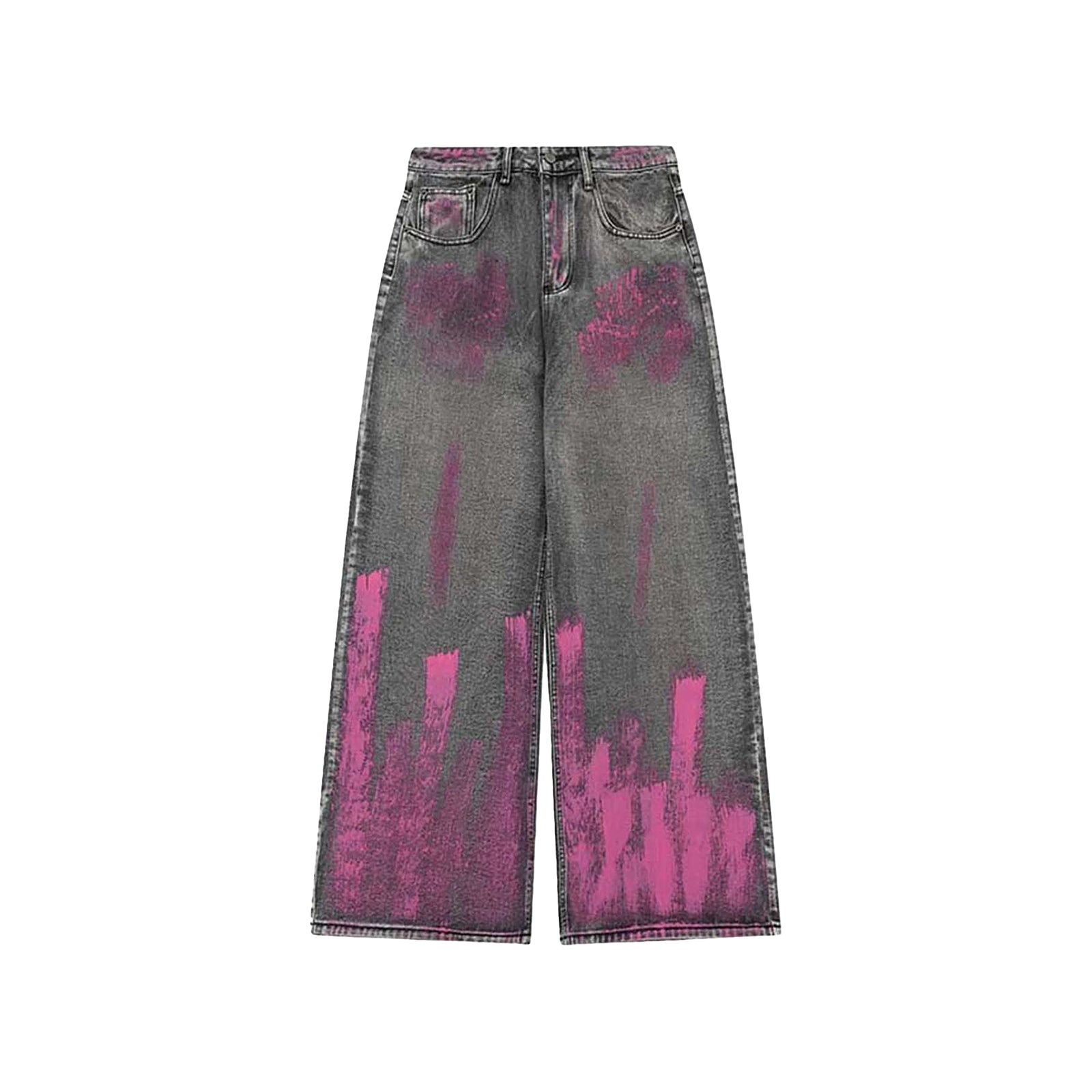 Graffiti Distressed Washed Baggy Jeans