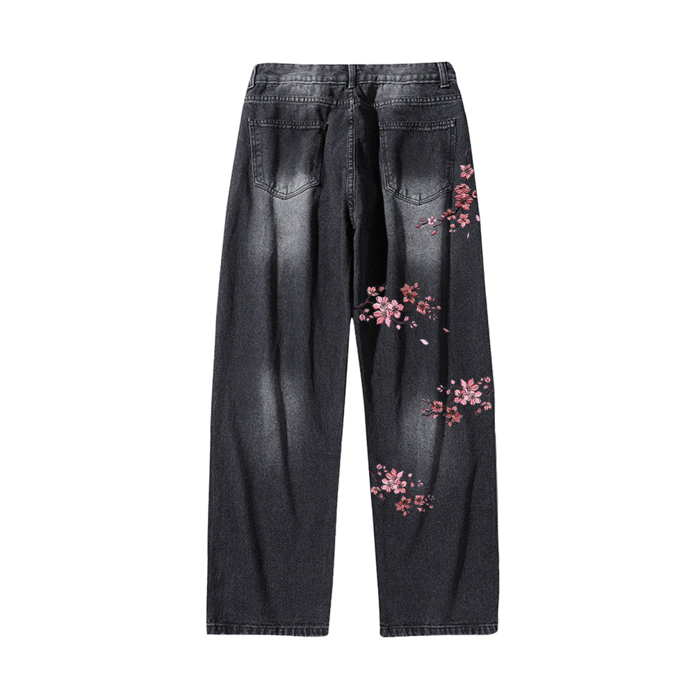 Sakura Bloom Embroidered Jeans