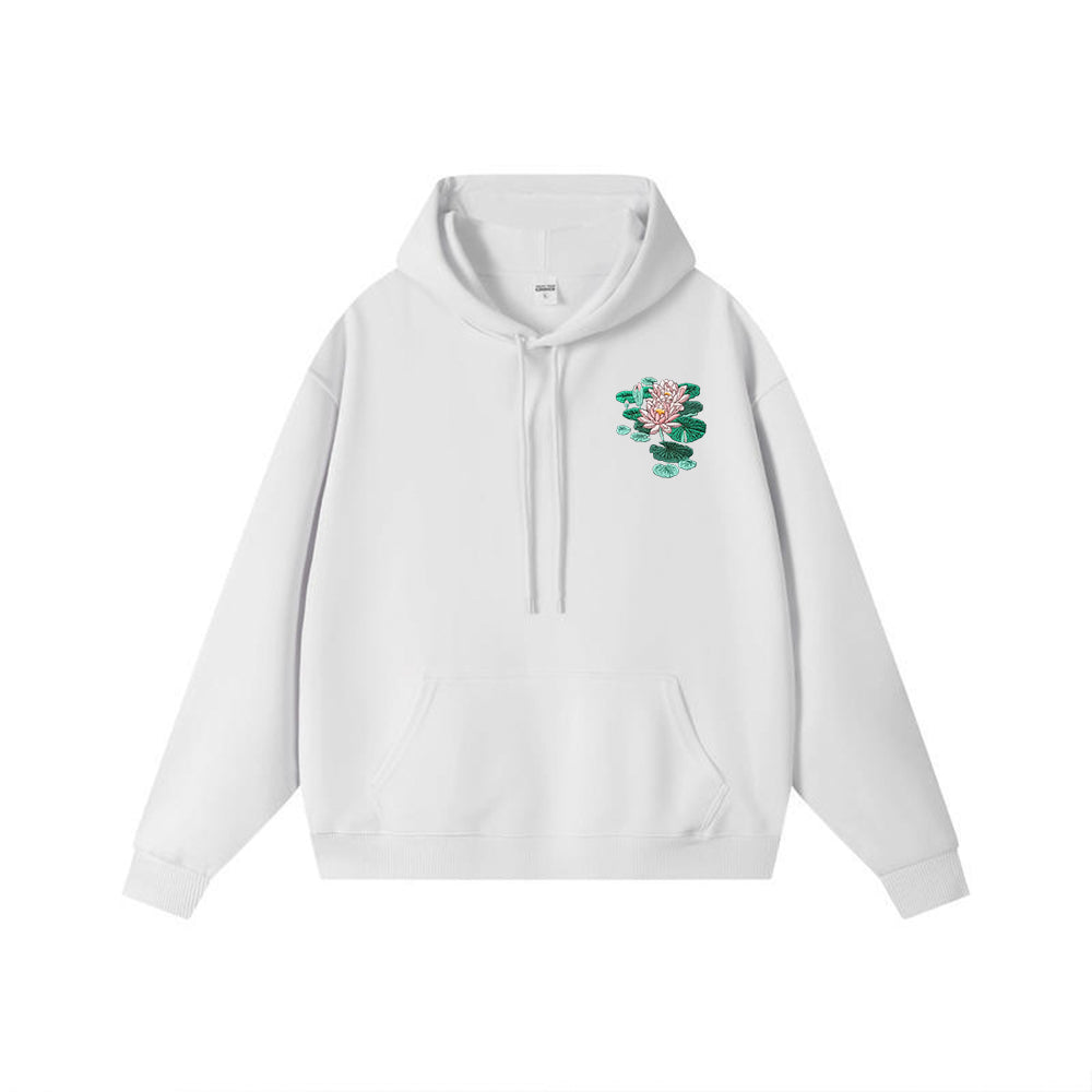 Lotus embroidered hooded sweatshirt