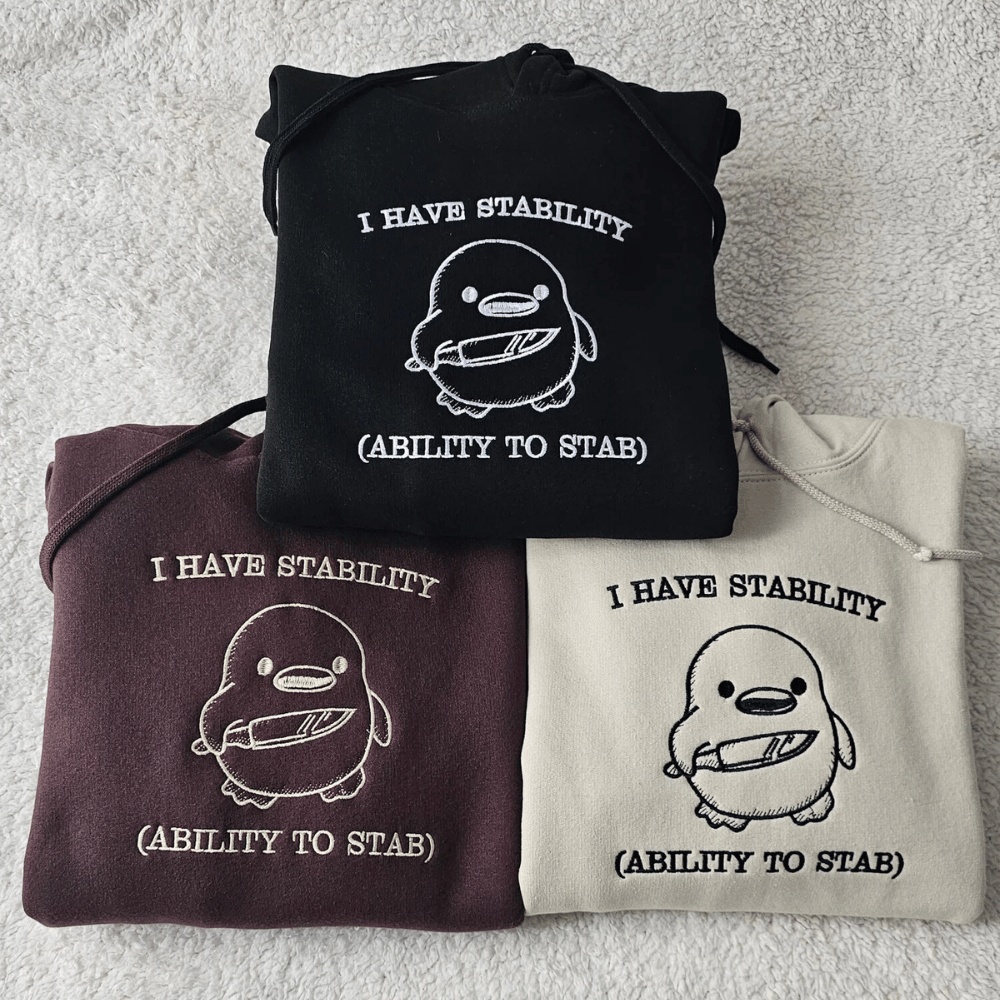 I Have Stability Funny Embroidered Hoodie