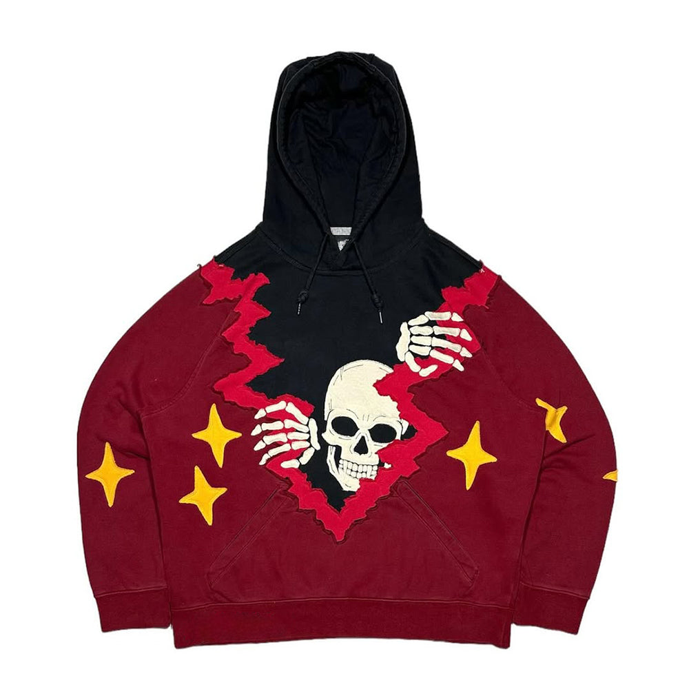 Fractured Skull Patchwork Hoodie