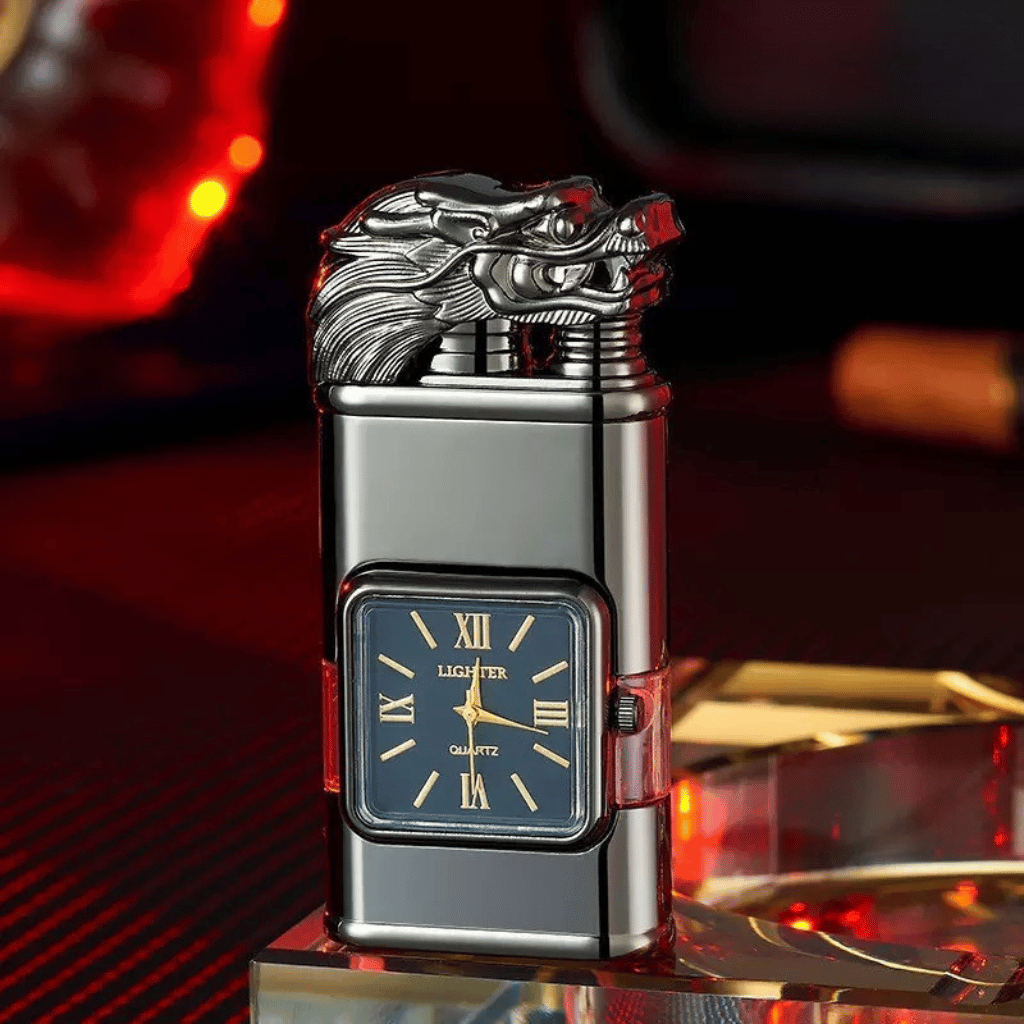 Dragon Head Quartz Clock Butane Lighter
