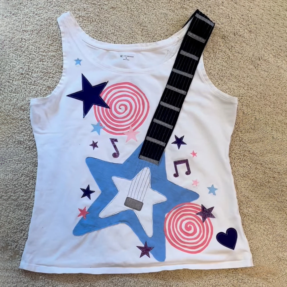 Musical Instrument Appliqué Casual Sleeveless Top