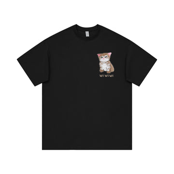 Cartoon Cat Embroidered Tee