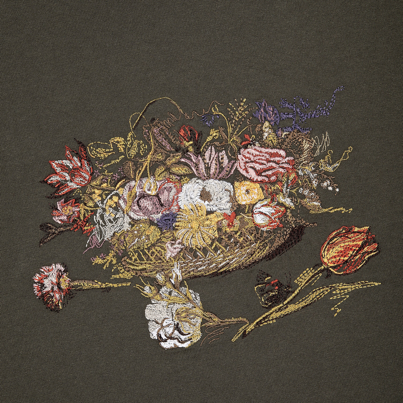 Embroidered Vintage Floral Still Life T-Shirt