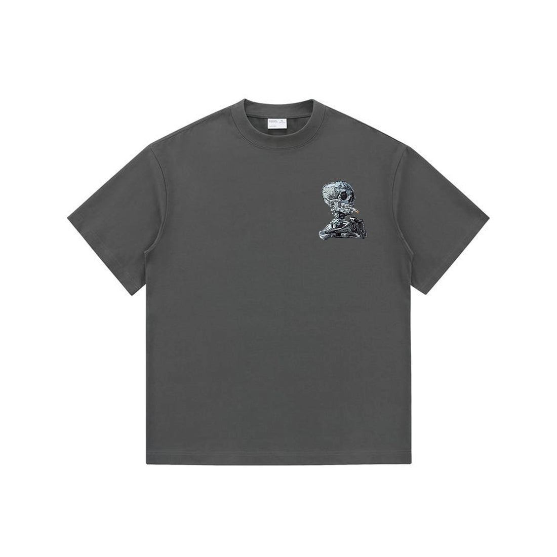 Metallic Skull Embroidered T-shirt