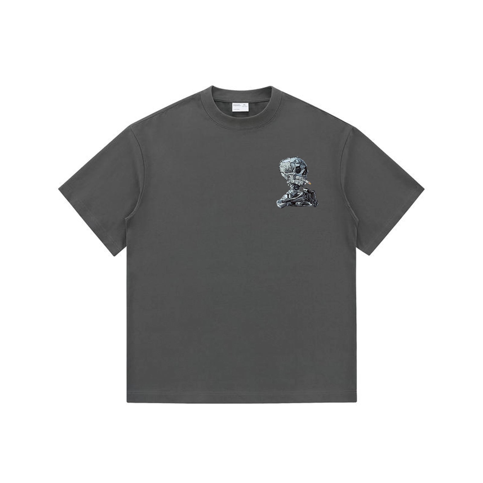 Metallic Skull Embroidered T-shirt