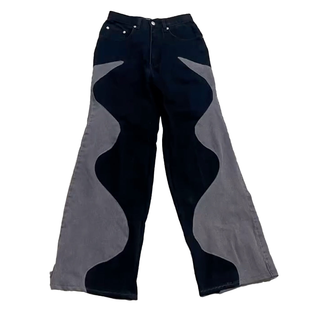 Contrast Panel Patchwork Jeans
