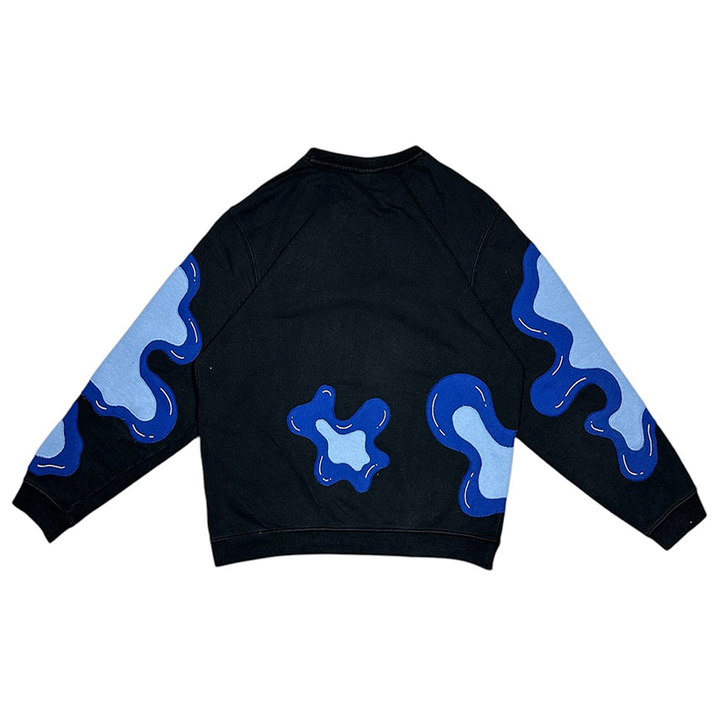Creative Blue Water Drop Cut Patchwork Hoodie