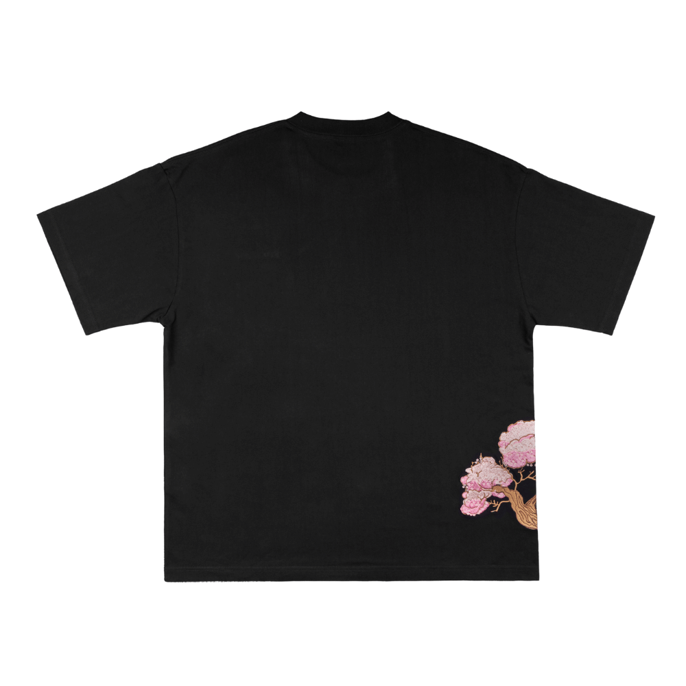 Embroidered Tee with Sakura Blossom Tree