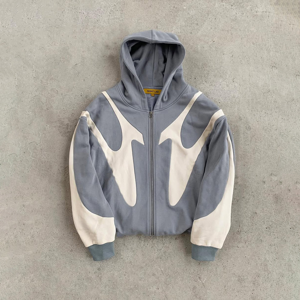 Contrast Zip-Up Hoodie