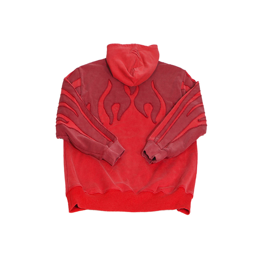 Bold Flame Lines & Ripped "X" Symbol Hoodie