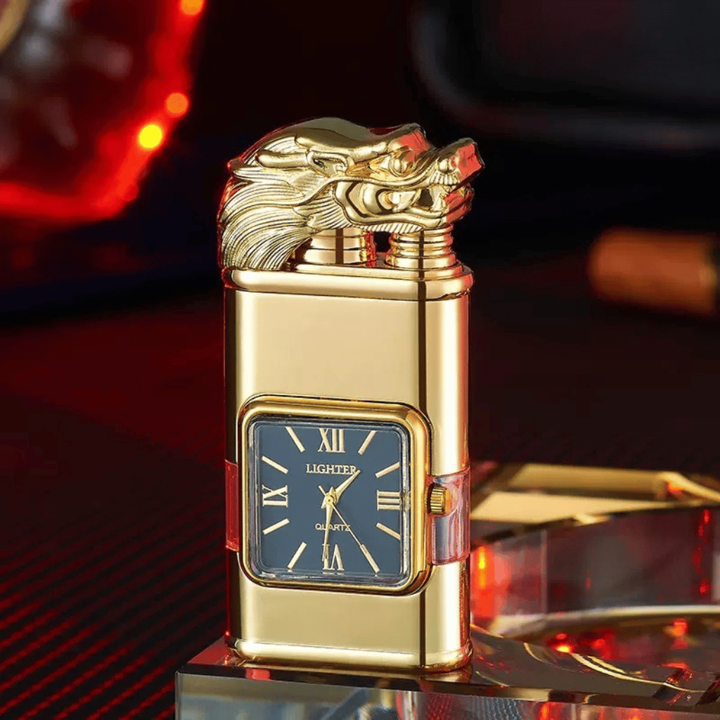 Dragon Head Quartz Clock Butane Lighter